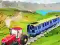 Jeu Tracteur enchaîné remorquant un train en ligne Jeu Tracteur enchaîné remorquant un train en ligne