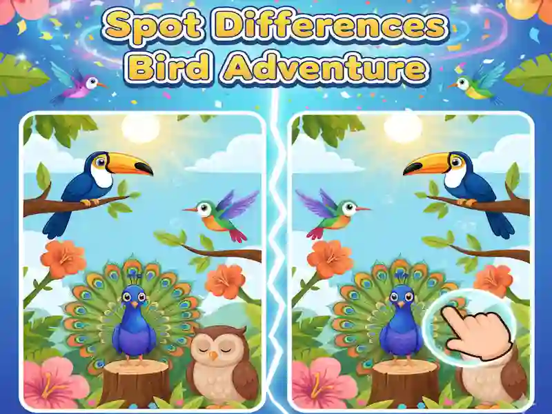 Jeu Trouver les différences Aventure avec les oiseaux en ligne