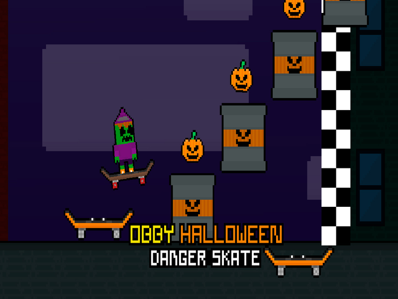 Jeu OBBY Halloween Danger Skate en ligne